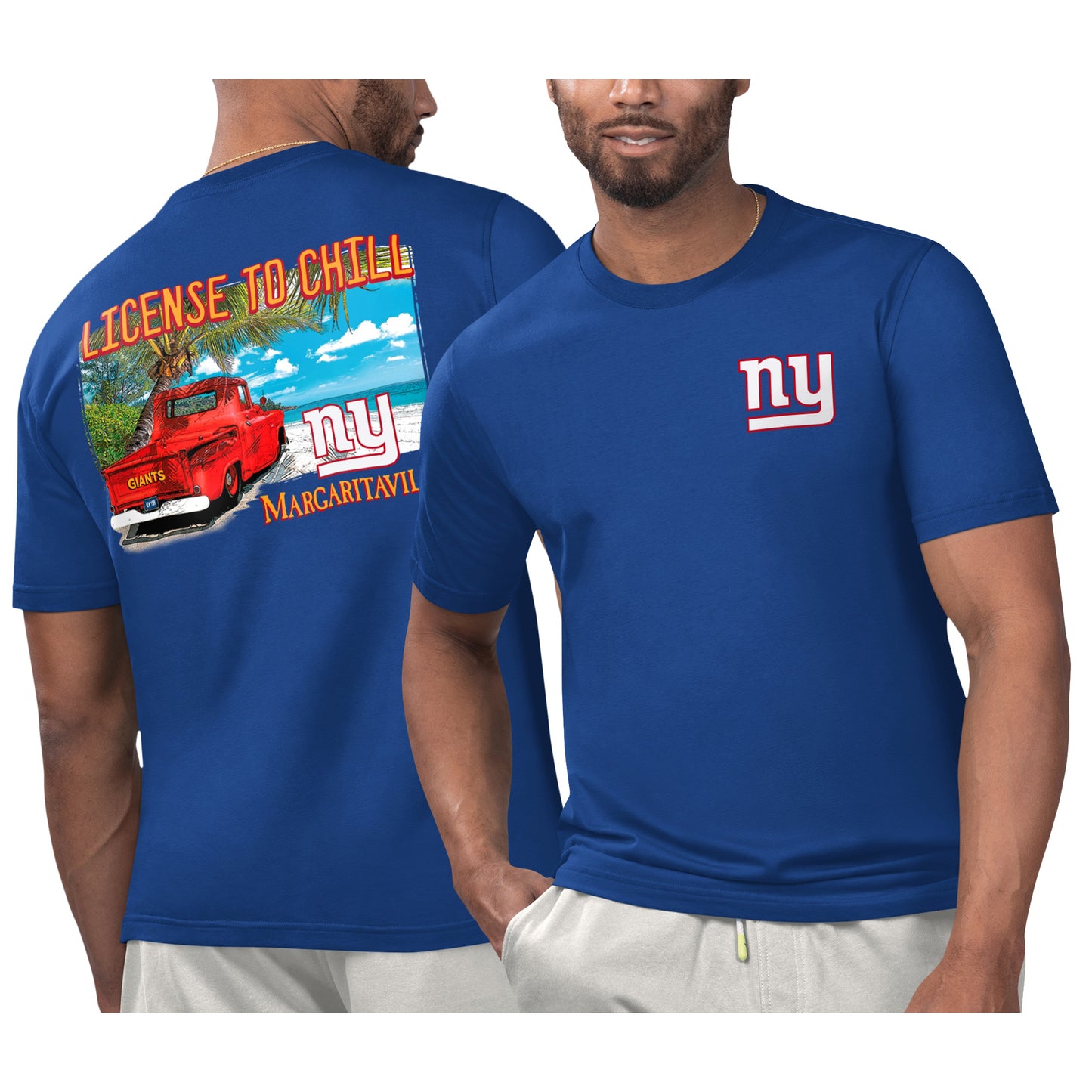 Men's Margaritaville Royal New York Giants Licensed to Chill T-Shirt