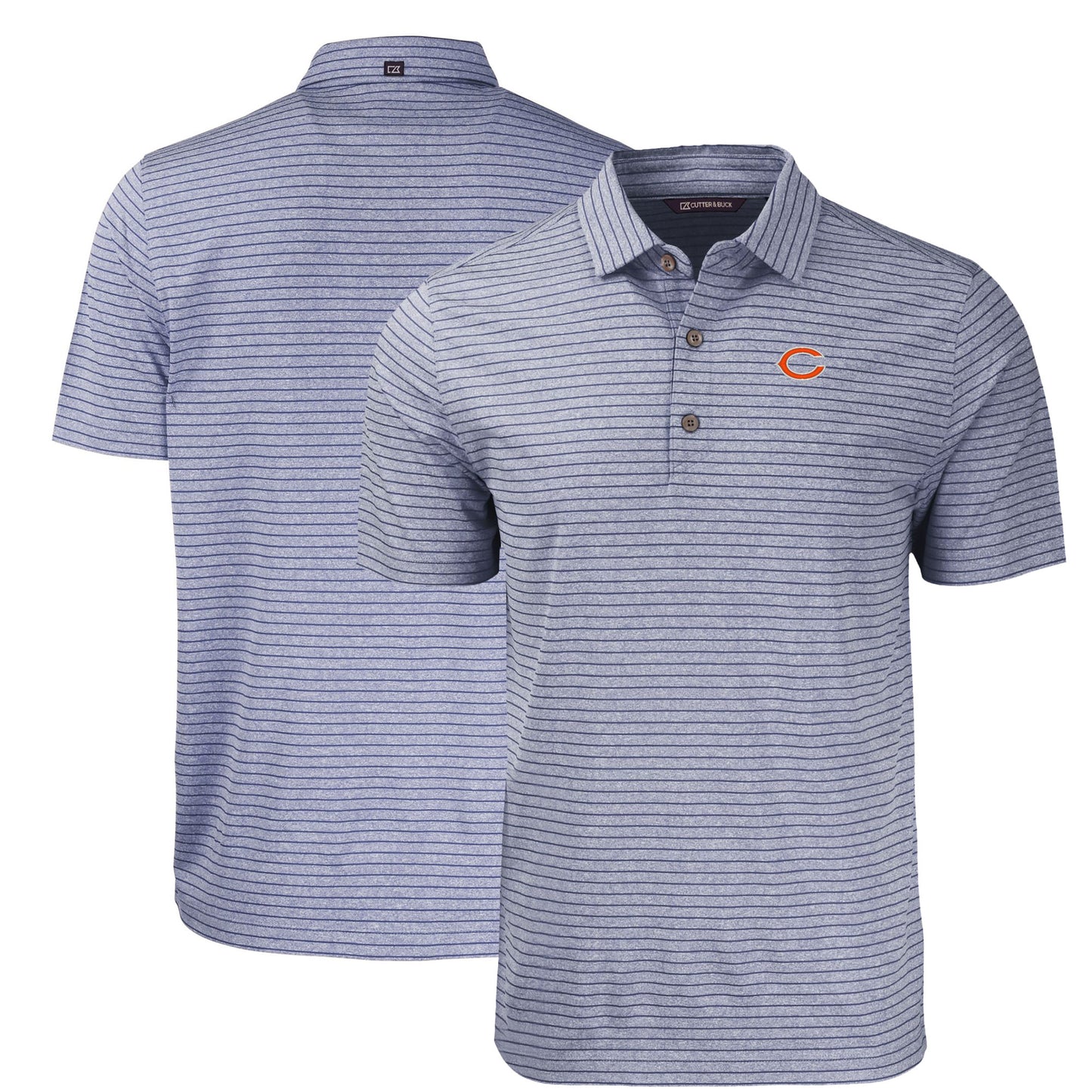 Men's Cutter & Buck Heather Navy Chicago Bears  Big & Tall Forge Eco Heathered Stripe Stretch Recycled Polo