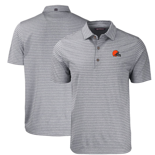 Men's Cutter & Buck Heather Black Cleveland Browns  Big & Tall Forge Eco Heathered Stripe Stretch Recycled Polo