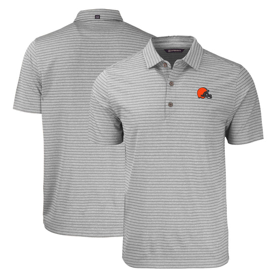 Men's Cutter & Buck Gray Cleveland Browns  Big & Tall Forge Eco Heathered Stripe Stretch Recycled Polo