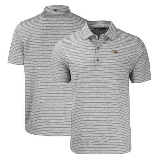 Men's Cutter & Buck Gray Baltimore Ravens  Big & Tall Forge Eco Heathered Stripe Stretch Recycled Polo