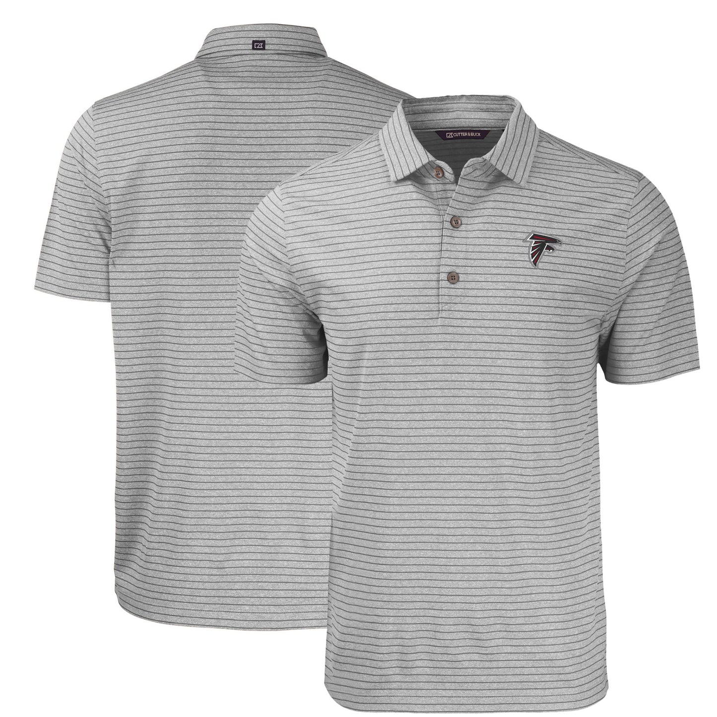 Men's Cutter & Buck Gray Atlanta Falcons  Big & Tall Forge Eco Heathered Stripe Stretch Recycled Polo