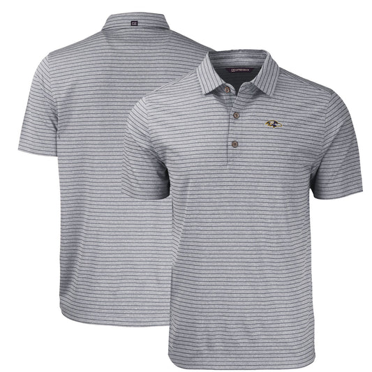 Men's Cutter & Buck Heather Black Baltimore Ravens  Big & Tall Forge Eco Heathered Stripe Stretch Recycled Polo