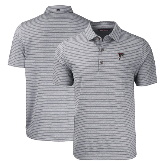 Men's Cutter & Buck Heather Black Atlanta Falcons  Big & Tall Forge Eco Heathered Stripe Stretch Recycled Polo