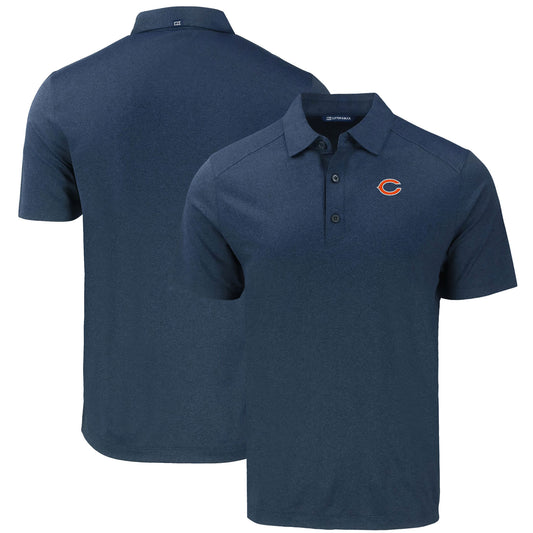 Men's Cutter & Buck Heather Navy Chicago Bears Primary Mark Big & Tall Forge Eco Stretch Recycled Polo