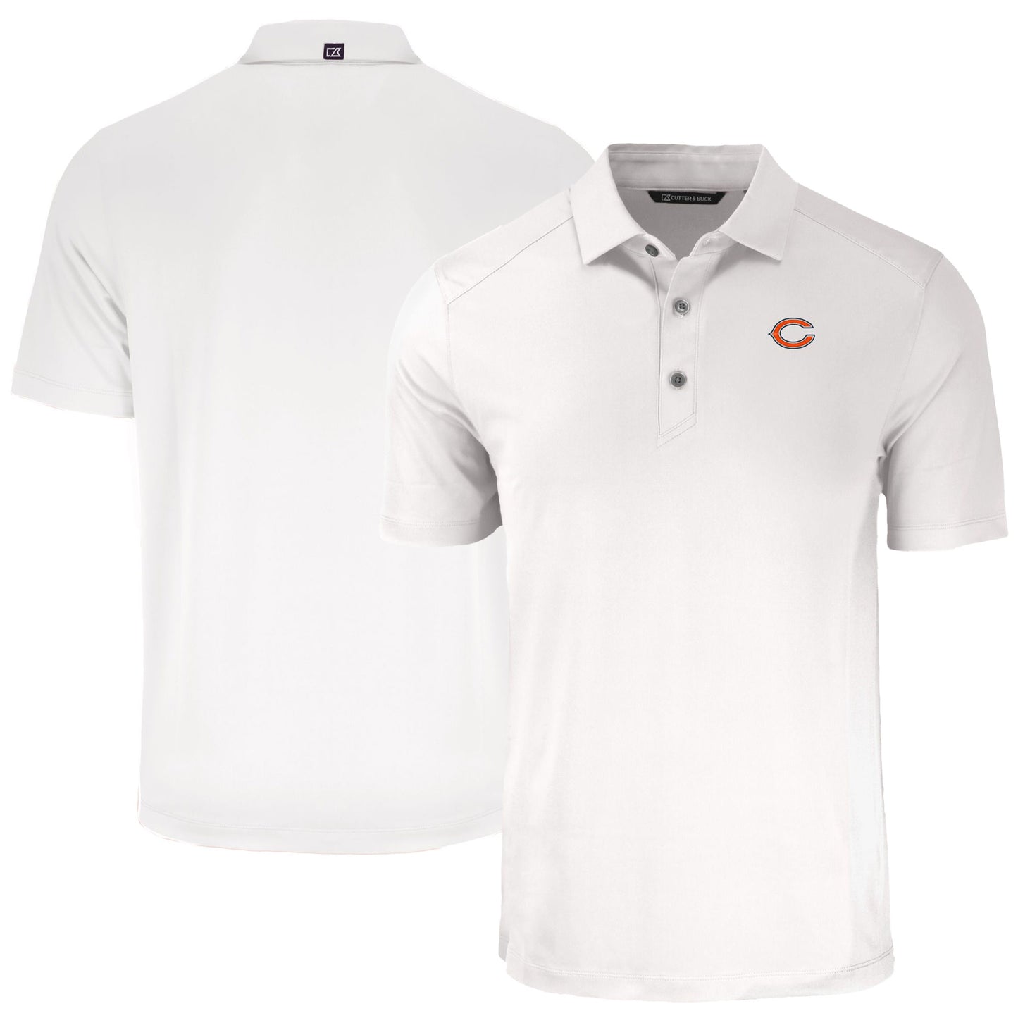 Men's Cutter & Buck White Chicago Bears Primary Mark Big & Tall Forge Eco Stretch Recycled Polo