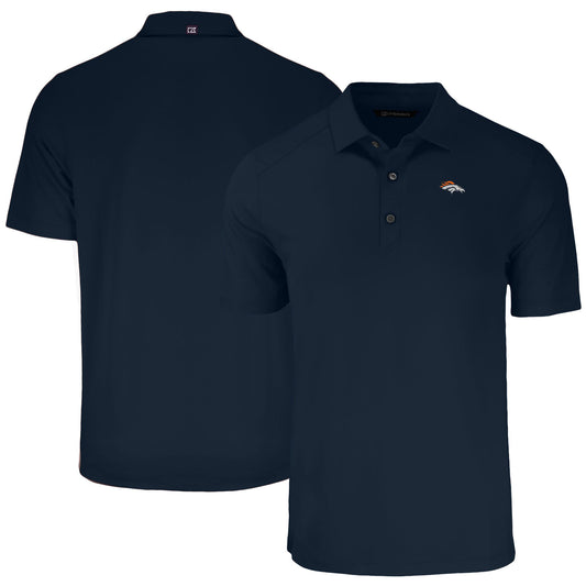 Men's Cutter & Buck Navy Denver Broncos Primary Mark Big & Tall Forge Eco Stretch Recycled Polo