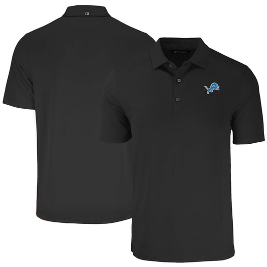 Men's Cutter & Buck Black Detroit Lions Primary Mark Big & Tall Forge Eco Stretch Recycled Polo