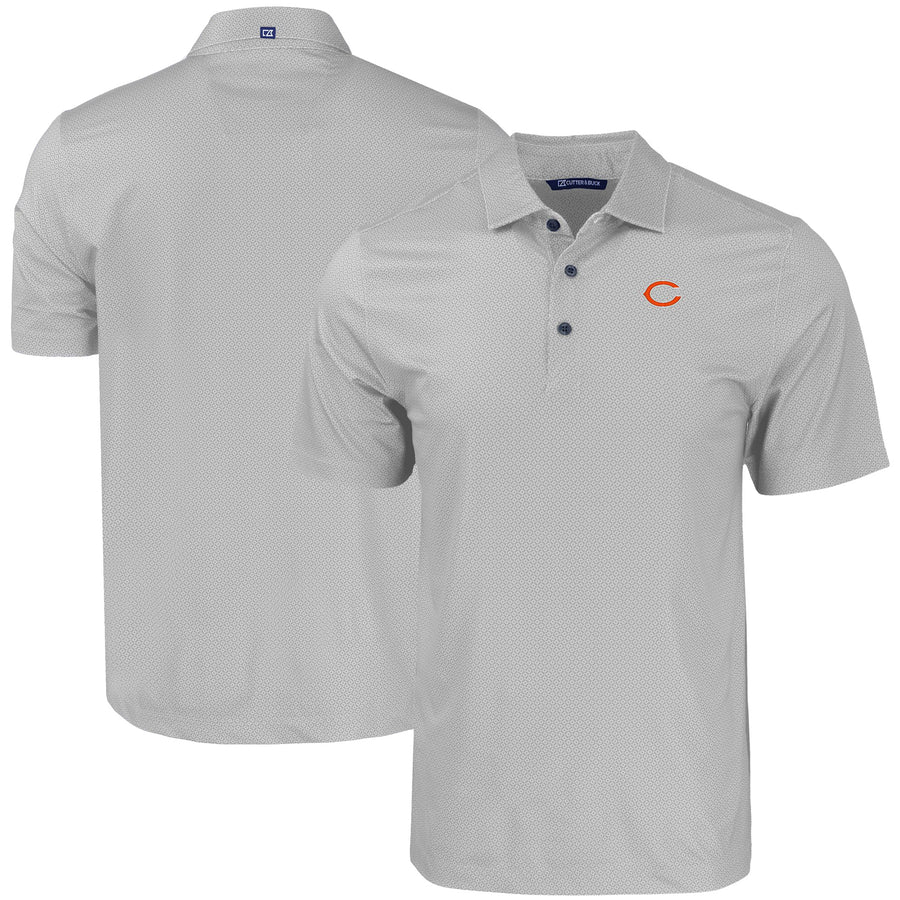 Men's Cutter & Buck Gray Chicago Bears  Big & Tall Pike Eco Tonal Geo Print Stretch Recycled Polo