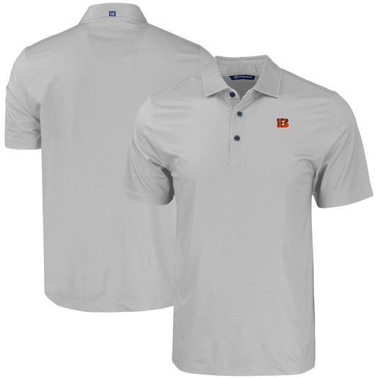 Men's Cutter & Buck Gray Cincinnati Bengals  Big & Tall Pike Eco Tonal Geo Print Stretch Recycled Polo