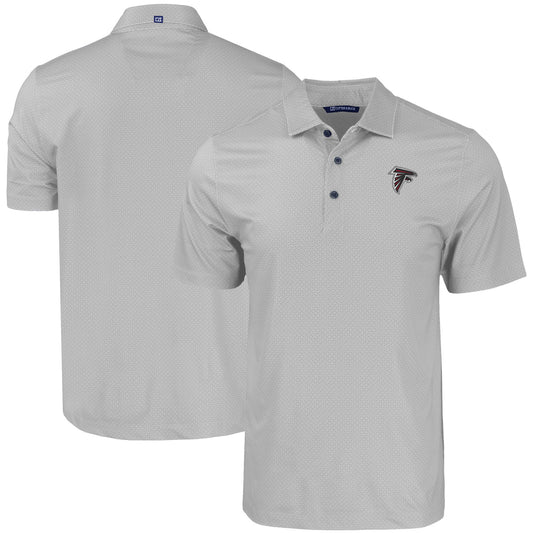 Men's Cutter & Buck Gray Atlanta Falcons  Big & Tall Pike Eco Tonal Geo Print Stretch Recycled Polo