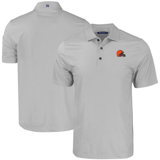 Men's Cutter & Buck Gray Cleveland Browns  Big & Tall Pike Eco Tonal Geo Print Stretch Recycled Polo