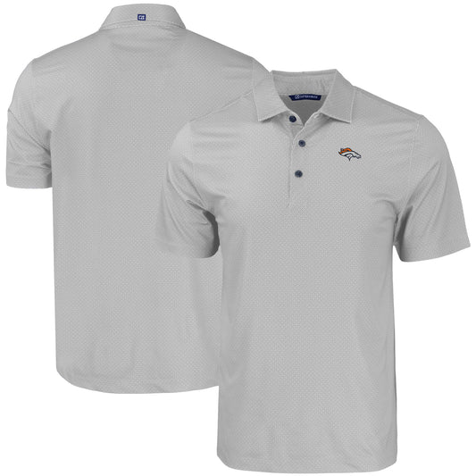 Men's Cutter & Buck Gray Denver Broncos  Big & Tall Pike Eco Tonal Geo Print Stretch Recycled Polo