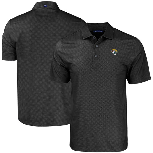 Men's Cutter & Buck Black Jacksonville Jaguars  Big & Tall Pike Eco Tonal Geo Print Stretch Recycled Polo
