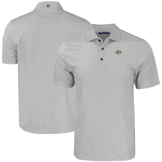 Men's Cutter & Buck Gray Green Bay Packers  Big & Tall Pike Eco Tonal Geo Print Stretch Recycled Polo