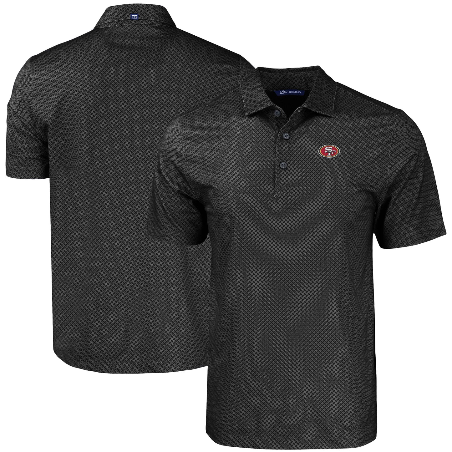 Men's Cutter & Buck Black San Francisco 49ers  Big & Tall Pike Eco Tonal Geo Print Stretch Recycled Polo
