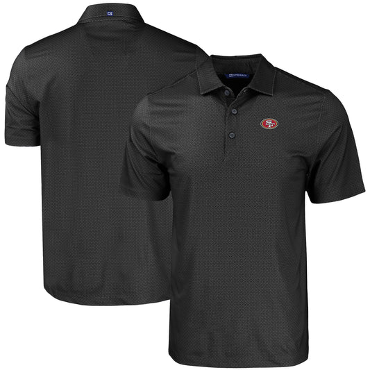 Men's Cutter & Buck Black San Francisco 49ers  Big & Tall Pike Eco Tonal Geo Print Stretch Recycled Polo