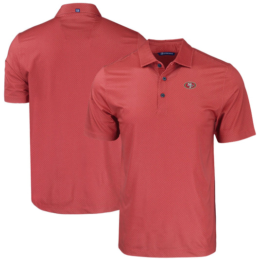 Men's Cutter & Buck Scarlet San Francisco 49ers  Big & Tall Pike Eco Tonal Geo Print Stretch Recycled Polo