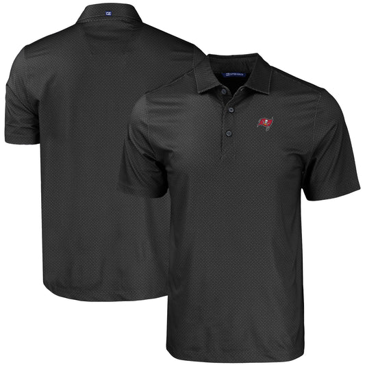 Men's Cutter & Buck Black Tampa Bay Buccaneers  Big & Tall Pike Eco Tonal Geo Print Stretch Recycled Polo