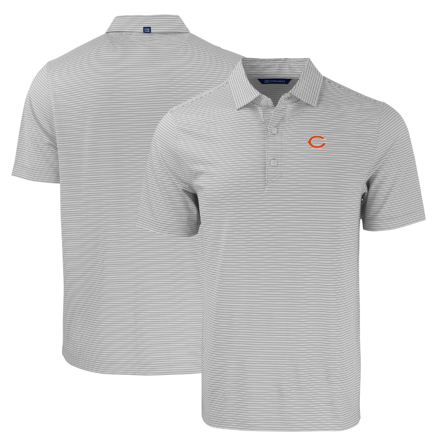 Men's Cutter & Buck Gray/White Chicago Bears  Big & Tall Forge Eco Double Stripe Stretch Recycled Polo