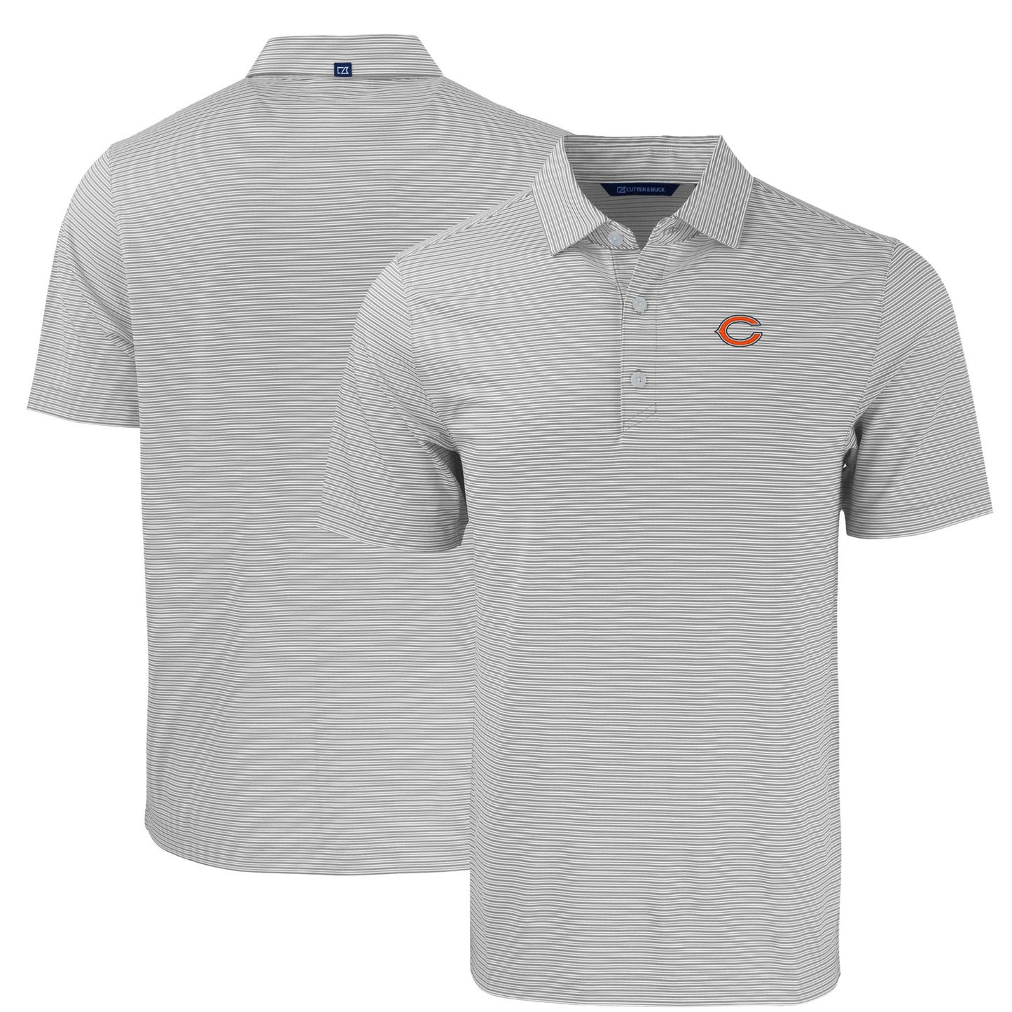 Men's Cutter & Buck Gray/White Chicago Bears Dark Outline Big & Tall Forge Eco Double Stripe Stretch Recycled Polo