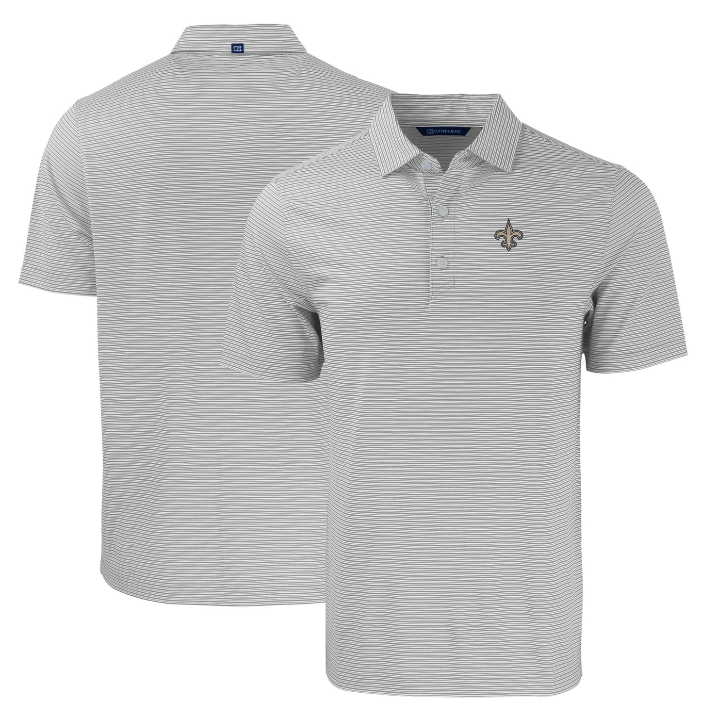 Men's Cutter & Buck Gray/White New Orleans Saints  Big & Tall Forge Eco Double Stripe Stretch Recycled Polo