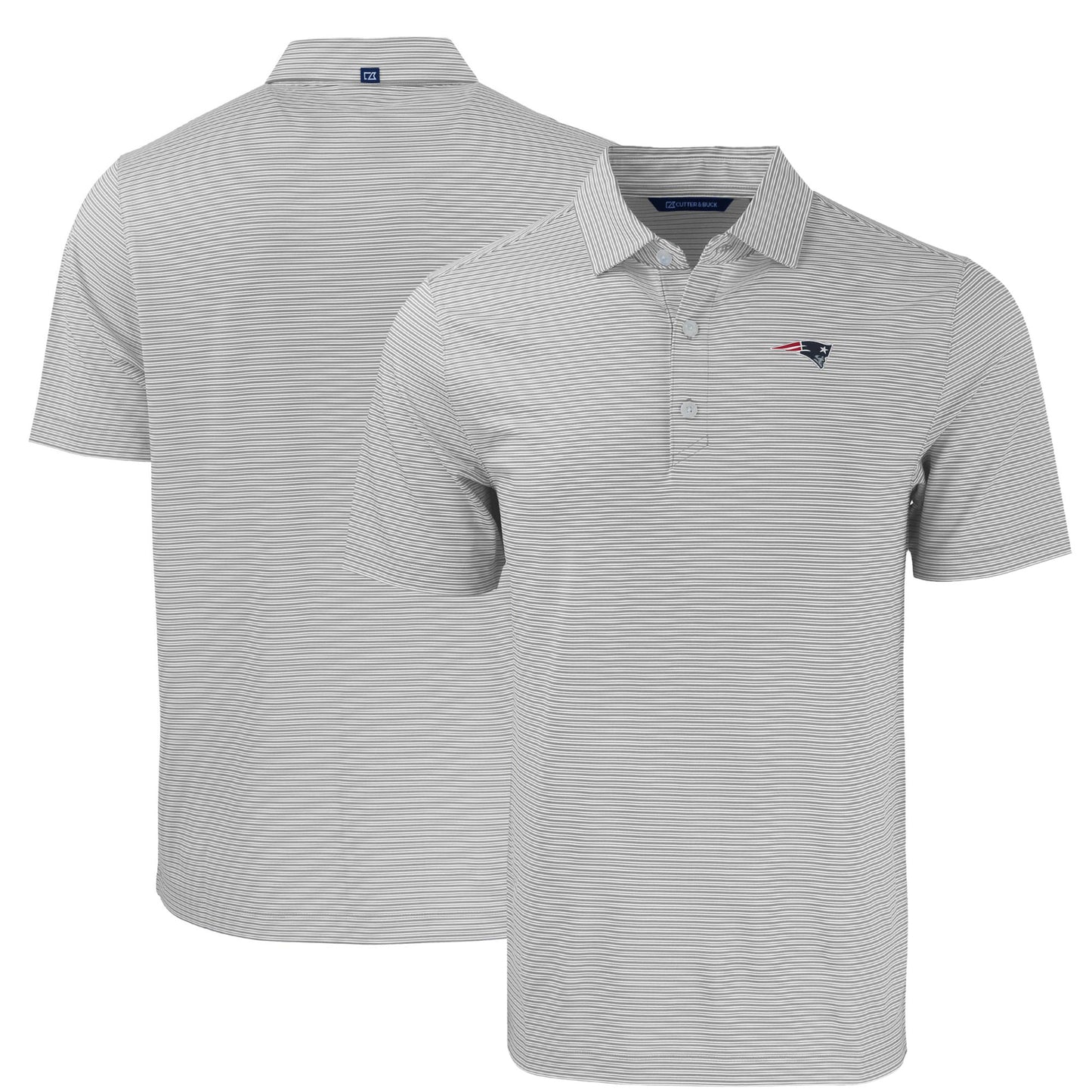 Men's Cutter & Buck Gray/White New England Patriots  Big & Tall Forge Eco Double Stripe Stretch Recycled Polo