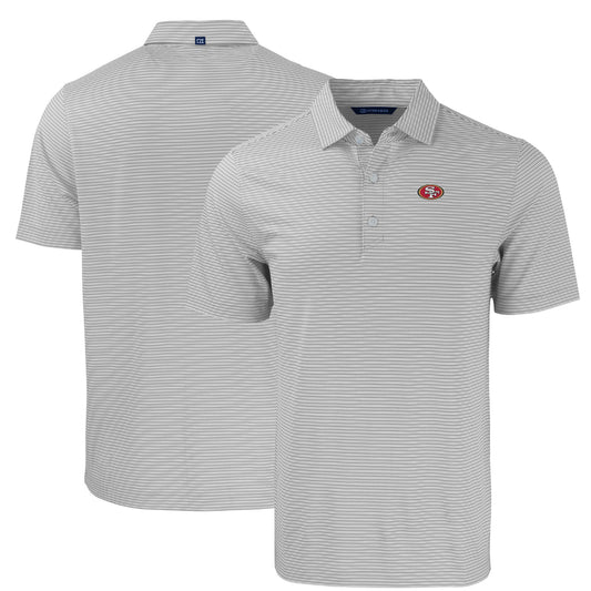 Men's Cutter & Buck Gray/White San Francisco 49ers  Big & Tall Forge Eco Double Stripe Stretch Recycled Polo