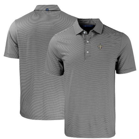 Men's Cutter & Buck Black/White New Orleans Saints  Big & Tall Forge Eco Double Stripe Stretch Recycled Polo