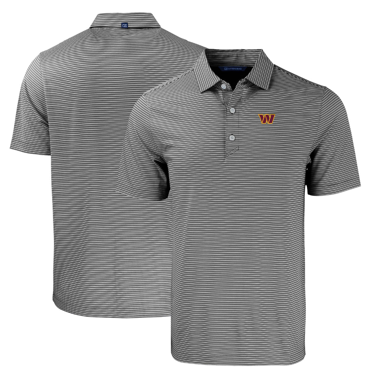 Men's Cutter & Buck Black/White Washington Commanders  Big & Tall Forge Eco Double Stripe Stretch Recycled Polo