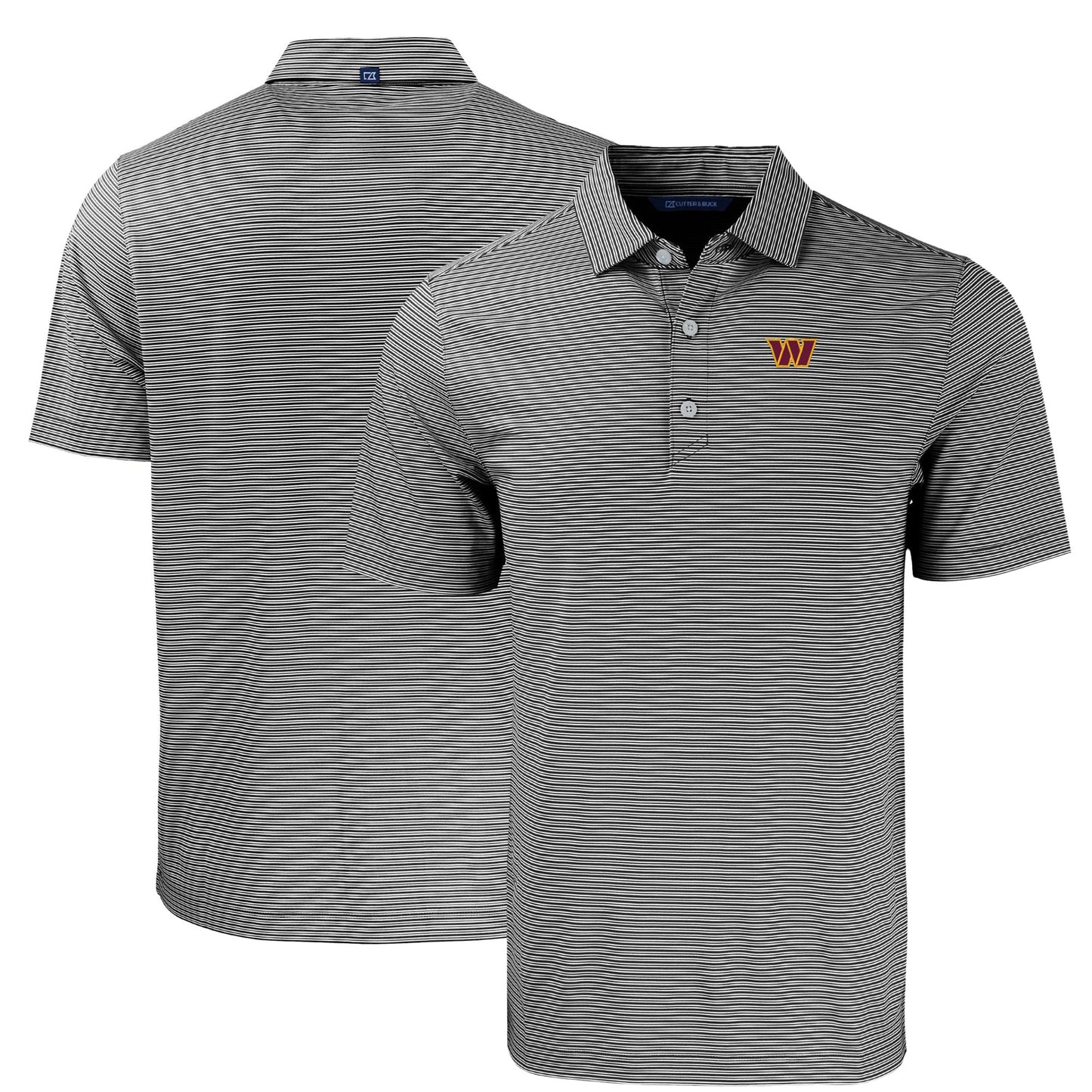 Men's Cutter & Buck Black/White Washington Commanders  Big & Tall Forge Eco Double Stripe Stretch Recycled Polo