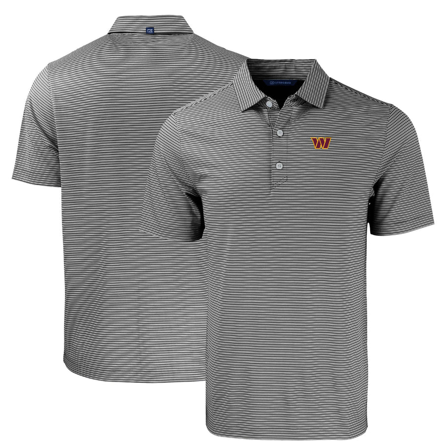 Men's Cutter & Buck Black/White Washington Commanders  Big & Tall Forge Eco Double Stripe Stretch Recycled Polo