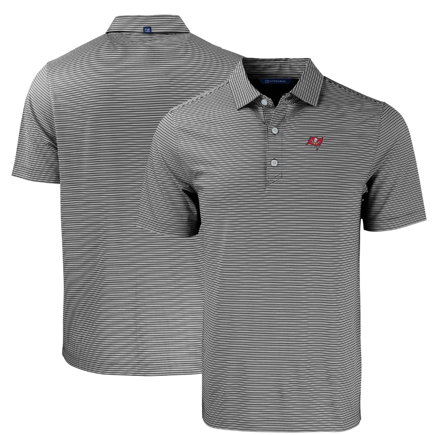 Men's Cutter & Buck Black/White Tampa Bay Buccaneers  Big & Tall Forge Eco Double Stripe Stretch Recycled Polo