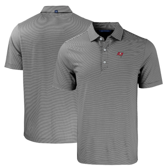 Men's Cutter & Buck Black/White Tampa Bay Buccaneers  Big & Tall Forge Eco Double Stripe Stretch Recycled Polo