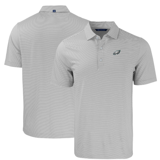 Men's Cutter & Buck Gray/White Philadelphia Eagles  Big & Tall Forge Eco Double Stripe Stretch Recycled Polo