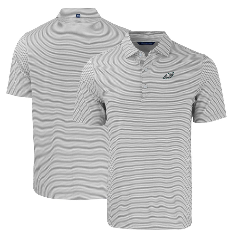 Men's Cutter & Buck Gray/White Philadelphia Eagles  Big & Tall Forge Eco Double Stripe Stretch Recycled Polo