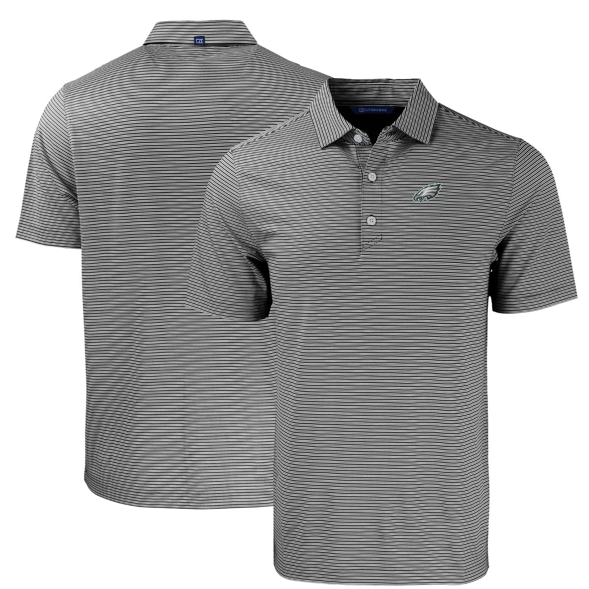 Men's Cutter & Buck Black/White Philadelphia Eagles  Big & Tall Forge Eco Double Stripe Stretch Recycled Polo