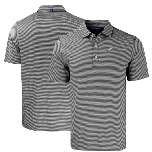 Men's Cutter & Buck Black/White Philadelphia Eagles  Big & Tall Forge Eco Double Stripe Stretch Recycled Polo