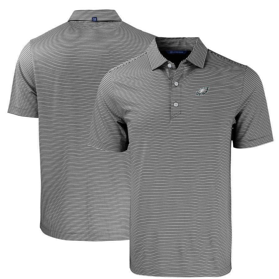 Men's Cutter & Buck Black/White Philadelphia Eagles  Big & Tall Forge Eco Double Stripe Stretch Recycled Polo