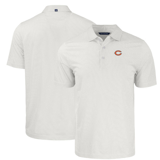 Men's Cutter & Buck White Chicago Bears  Big & Tall Pike Eco Symmetry Print Stretch Recycled Polo