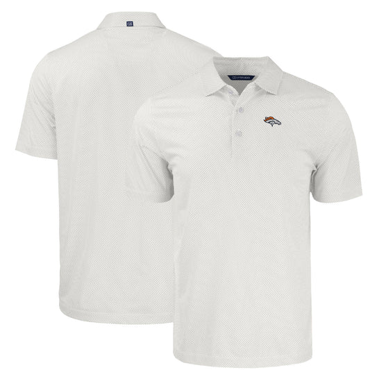 Men's Cutter & Buck White Denver Broncos  Big & Tall Pike Eco Symmetry Print Stretch Recycled Polo