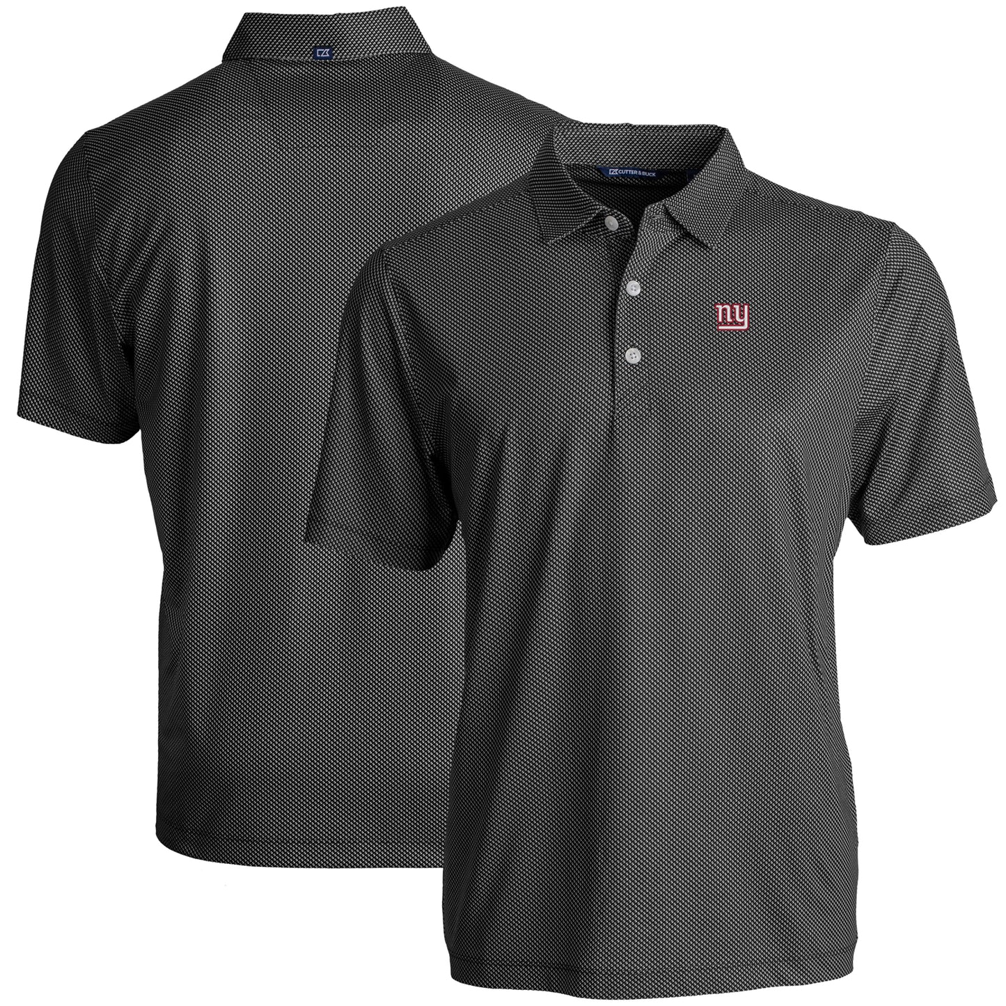 Men's Cutter & Buck Black New York Giants  Big & Tall Pike Eco Symmetry Print Stretch Recycled Polo