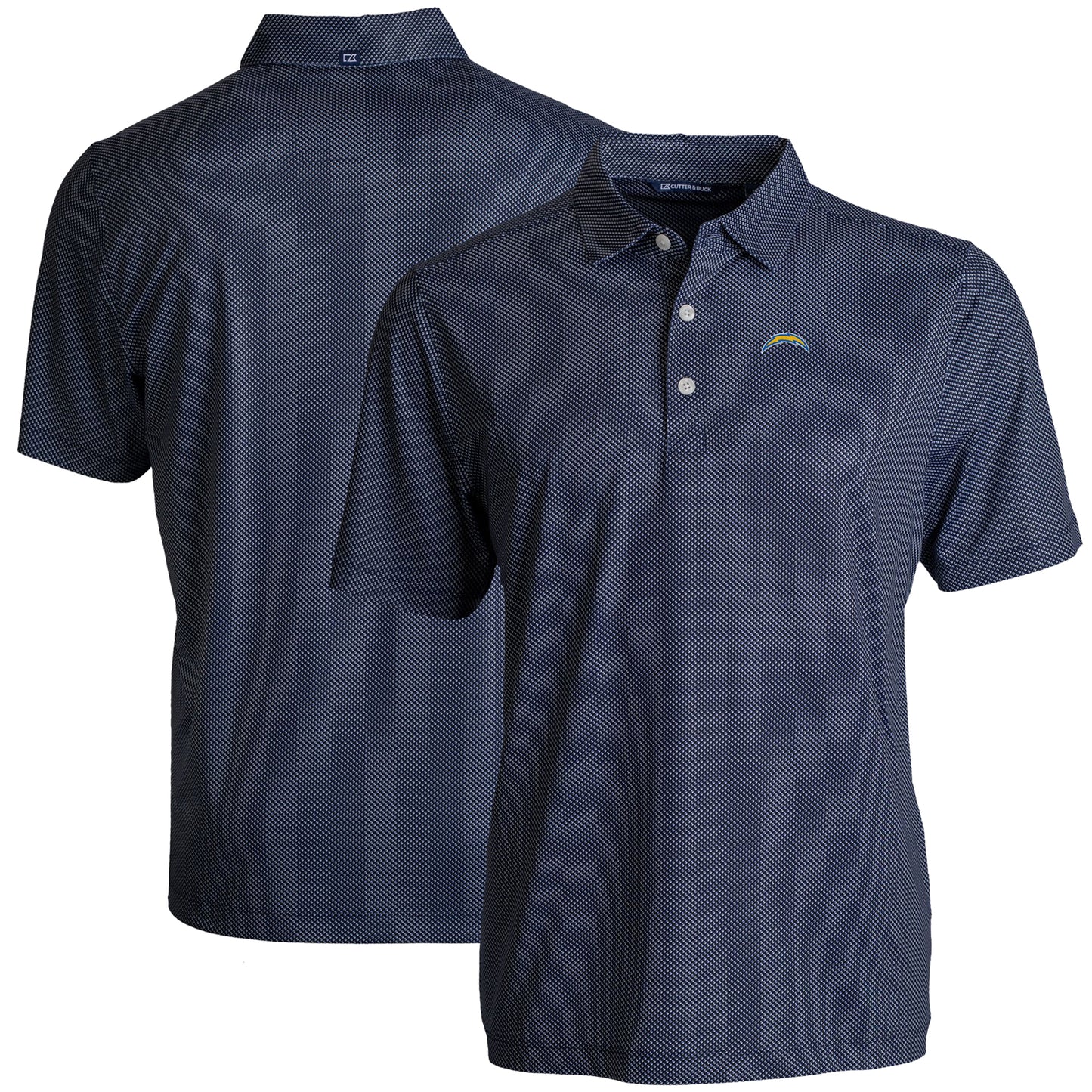 Men's Cutter & Buck Navy Los Angeles Chargers  Big & Tall Pike Eco Symmetry Print Stretch Recycled Polo
