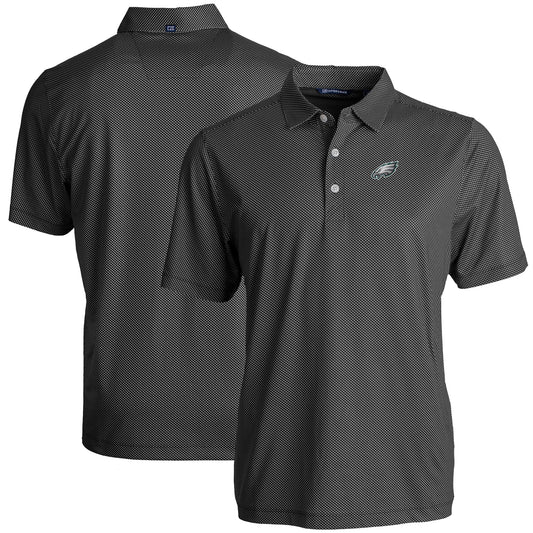Men's Cutter & Buck Black Philadelphia Eagles  Big & Tall Pike Eco Symmetry Print Stretch Recycled Polo