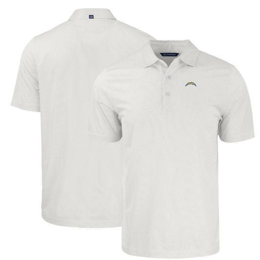 Men's Cutter & Buck White Los Angeles Chargers  Big & Tall Pike Eco Symmetry Print Stretch Recycled Polo