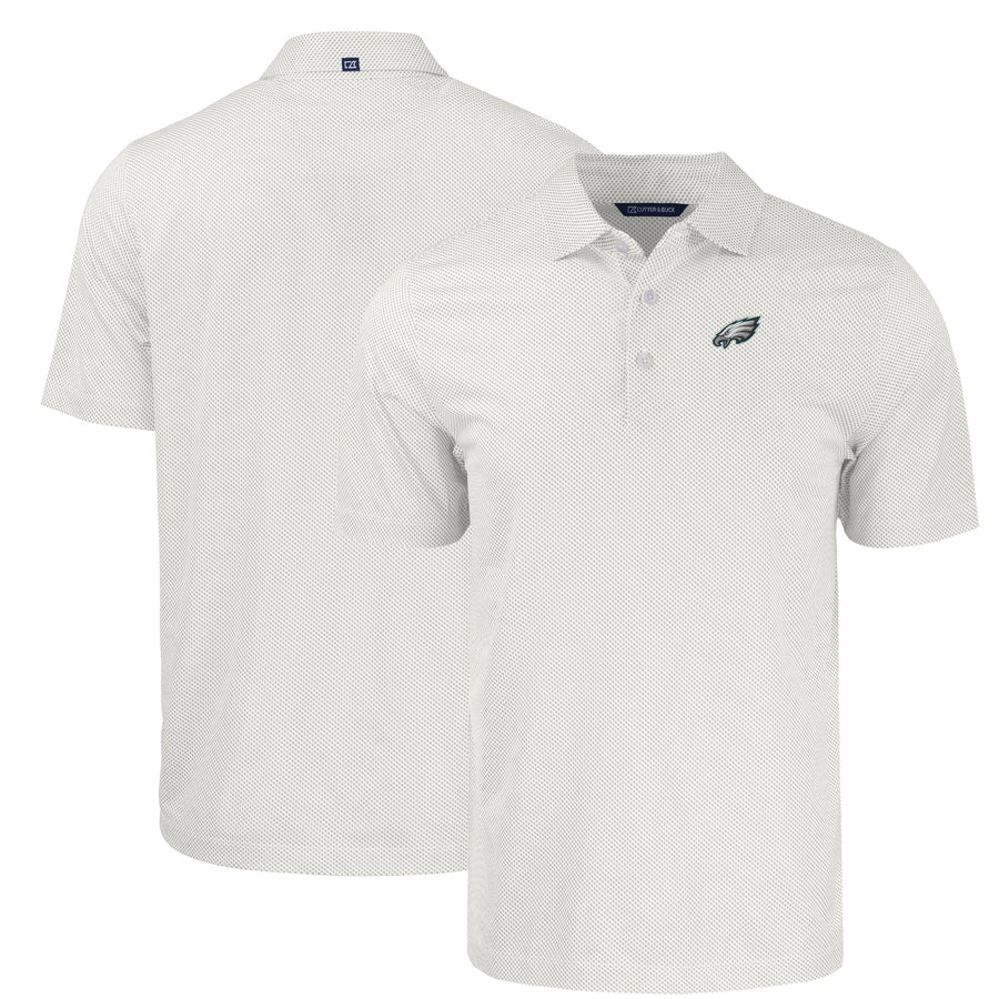 Men's Cutter & Buck White Philadelphia Eagles  Big & Tall Pike Eco Symmetry Print Stretch Recycled Polo