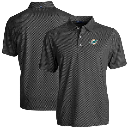 Men's Cutter & Buck Black Miami Dolphins  Big & Tall Pike Eco Symmetry Print Stretch Recycled Polo