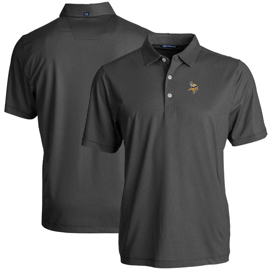 Men's Cutter & Buck Black Minnesota Vikings  Big & Tall Pike Eco Symmetry Print Stretch Recycled Polo