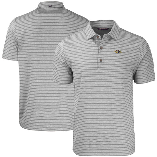 Men's Cutter & Buck Gray Baltimore Ravens  Forge Eco Heathered Stripe Stretch Recycled Polo