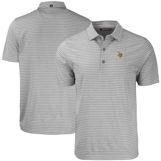 Men's Cutter & Buck Gray Minnesota Vikings  Forge Eco Heathered Stripe Stretch Recycled Polo